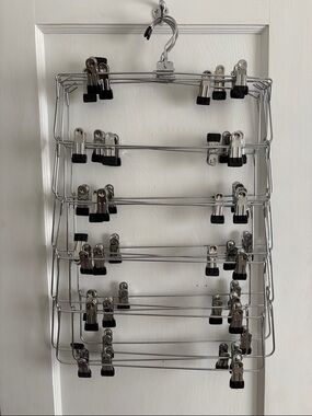 Metal Multi-Tier Skirt/Pant Hanger with Clips - Silver & Black